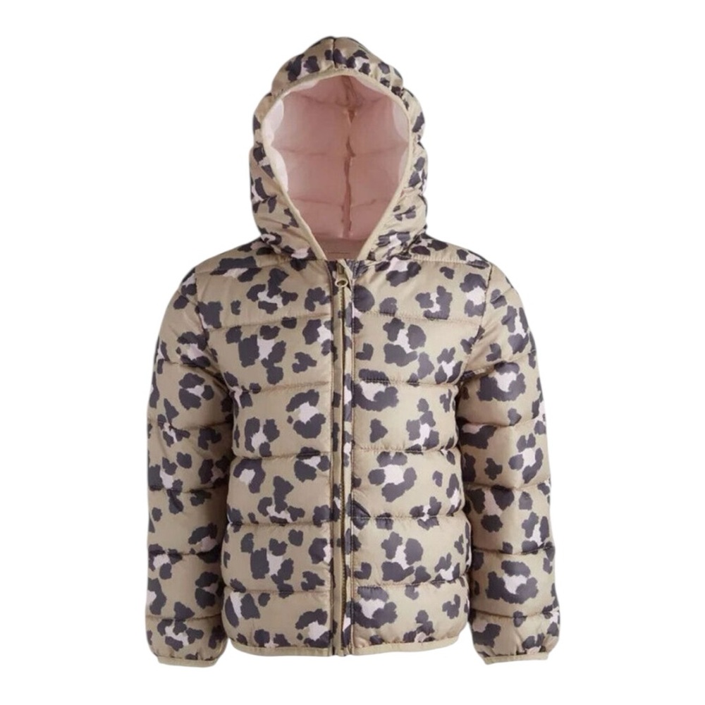 Epic Threads Girls Quilted Puffer Leopard Print Packable Jacket